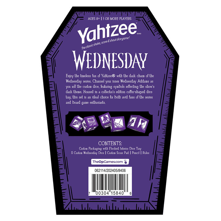 USAopoly YAHTZEE: Wednesday - English Edition