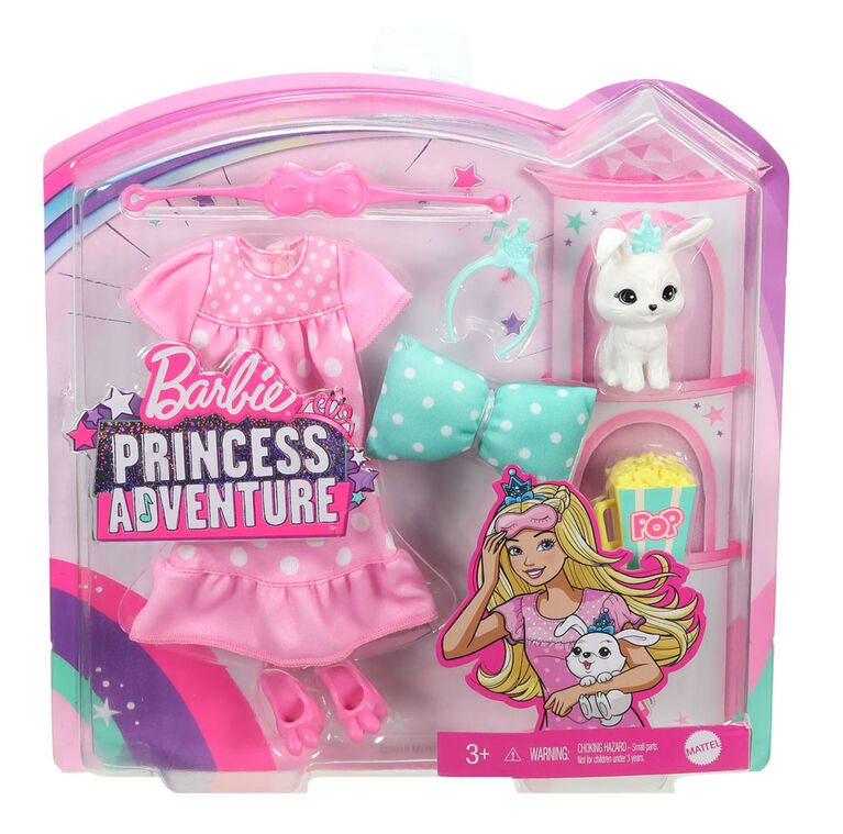 Barbie Princess Adventure Fashion Pack with Slumber Party Outfit, Pet and 4 Accessories
