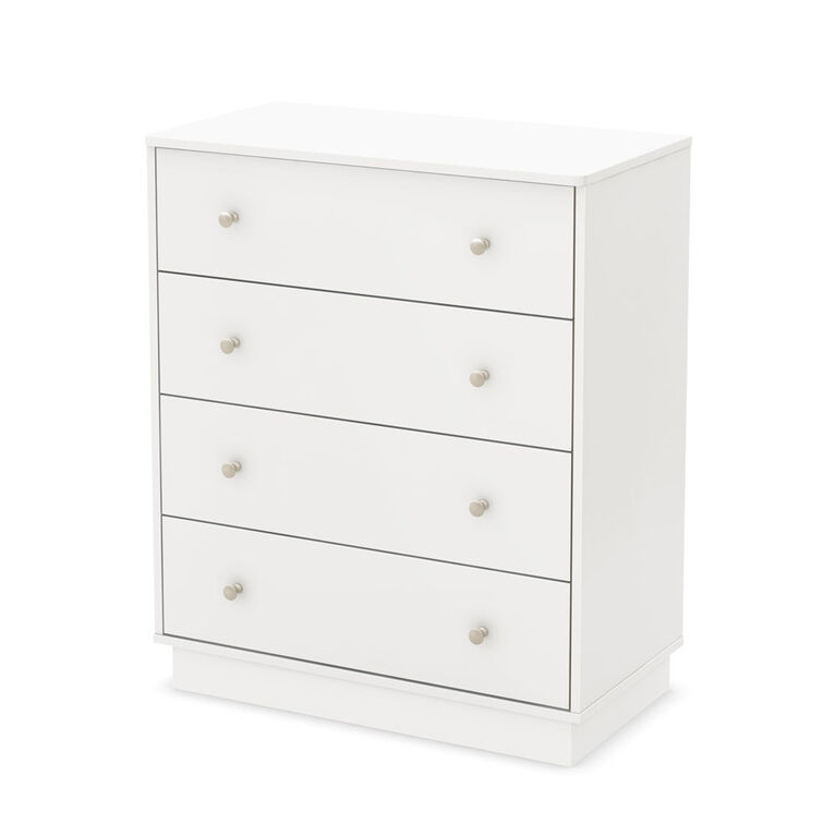 Litchi Commode 4 tiroirs- Blanc solide