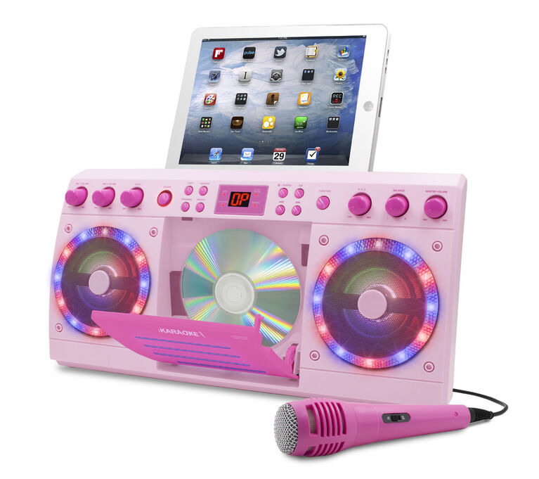 iKARAOKE Bluetooth CD+G Karaoke System, Pink