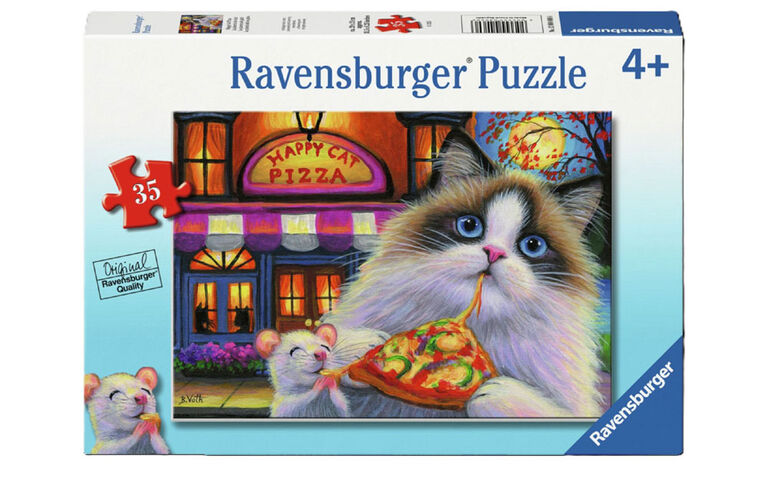 Casse-tête pour enfants Pizza Chat Heureux - Casse-tête de 35 pièces