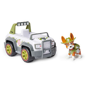 PAW Patrol, Tracker Jungle Cruiser, Camion avec figurine articul&eacute;e &agrave; collectionner, jouets respectueux de la plan&egrave;te