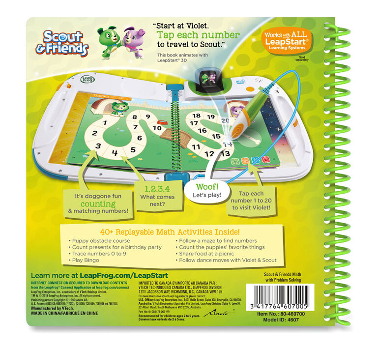 LeapFrog LeapStart Preschool (Level 1) Scout & Friends Math with Problem Solving Activity Book- Édition anglaise