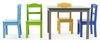 Tot Tutors Kids Wood Table & 4 Chairs Set, Elements - Grey/Multi