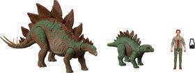 Dr Sarah Harding et dinosaures Stégosaure bébé et adulte Collection Héritage Jurassic World: Dominion, figurines articulées authentiques - Notre exclusivité