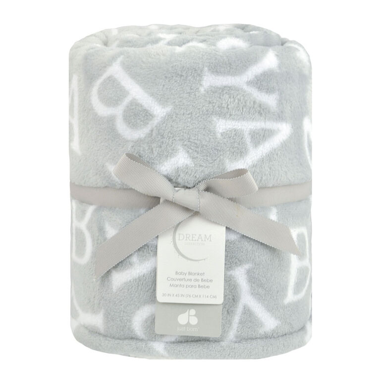 Just Born Dream Baby Plush Blanket - Grey
