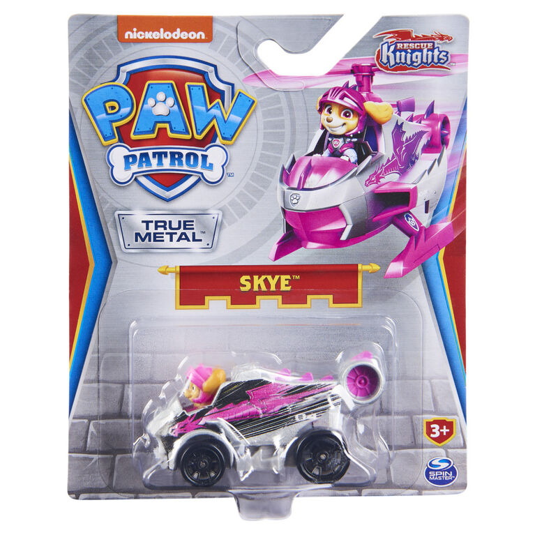 PAW Patrol, True Metal Skye Collectible Die-Cast Toy Car, Rescue Knights Series 1:55 Scale