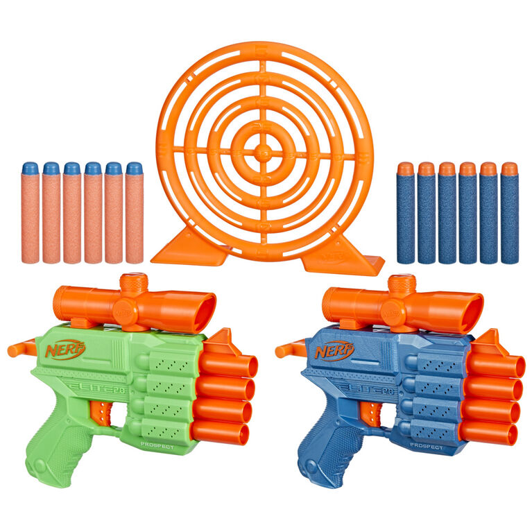 Nerf Elite 2.0 Face Off Target Set, inclut 2 blasters à fléchette, cible et  12 fléchettes Nerf Elite