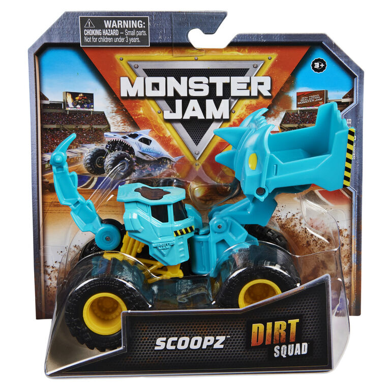 Monster Jam, Official Scoopz Dirt Squad Scooper Monster Truck with Moving Parts, 1:64 Scale Die-Cast Vehicle