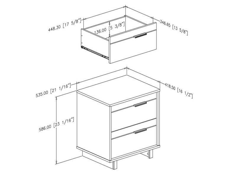 Fynn 2-Drawer Nightstand Gray Oak