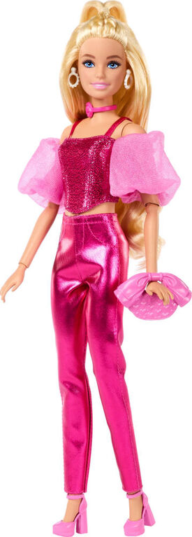 Barbie Deluxe Style Fashion Doll #5 in Metallic Pink Outfit with Corset Top and Accessories, Blonde