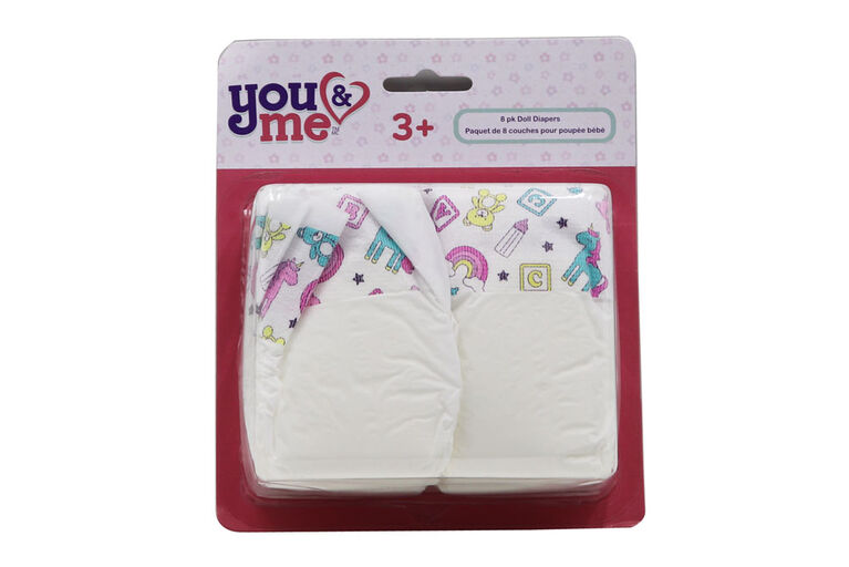 You & Me -  8 pack Doll Diapers