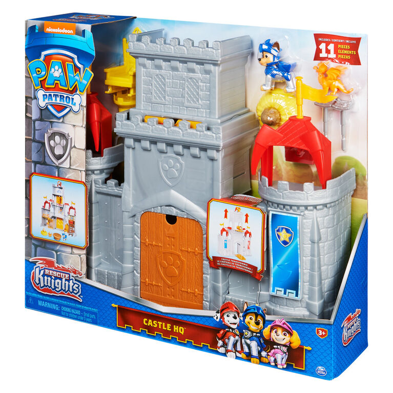 PAW Patrol, Rescue Knights Castle HQ Transforming 11-Piece Playset with Chase and Mini Dragon Draco Action Figures