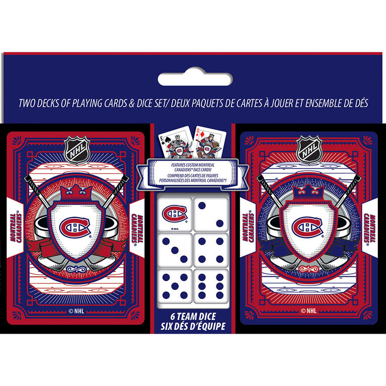 Masterpieces Puzzle Company Montreal Canadiens Two Decks Of Playing Cards & Dice Set Card Game