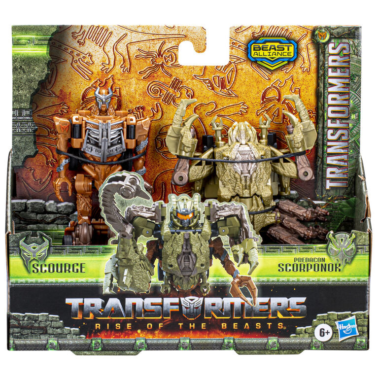 Transformers: Rise of the Beasts, Beast Alliance, Pack de 2 Beast Combiners Scourge et Predacon Scorponok, 12,5 cm