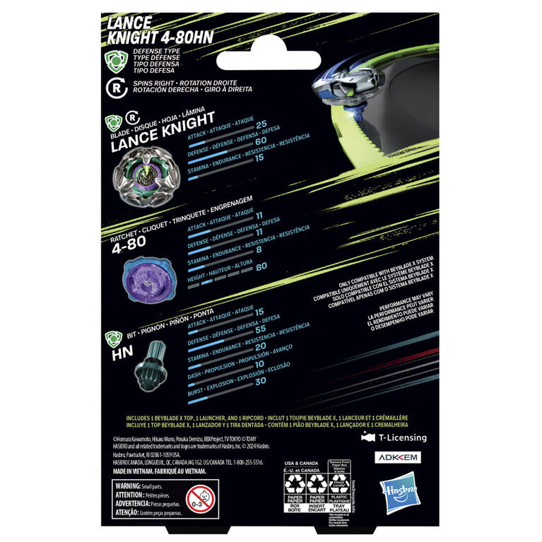 Beyblade X Lance Knight 4-80HN Starter Pack Top and Launcher