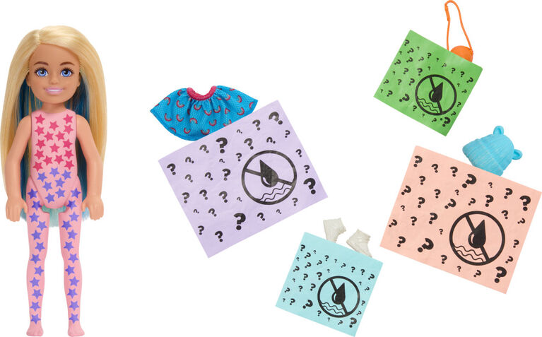 Barbie Color Reveal Sporty Series Chelsea Small Doll with 6 Surprises