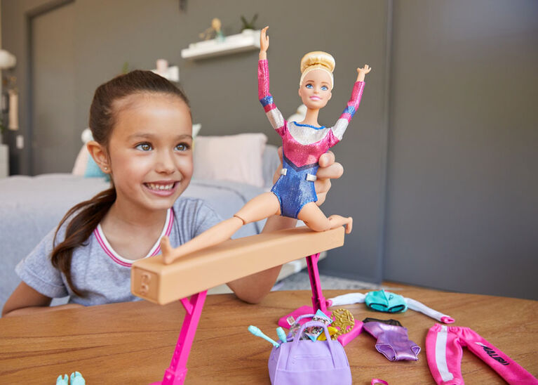 Barbie Gymnastics Playset with Doll, Balance Beam, 15+ Accessories