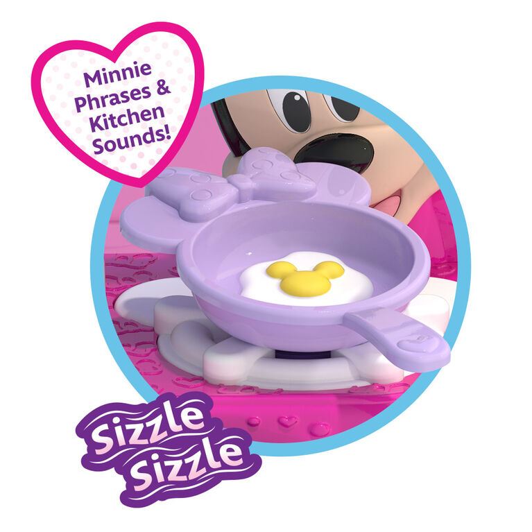 Disney Junior Minnie Mouse Super Sizzlin' Kitchen with Realistic Sounds and Pretend Play Food and Accessories - R Exclusive