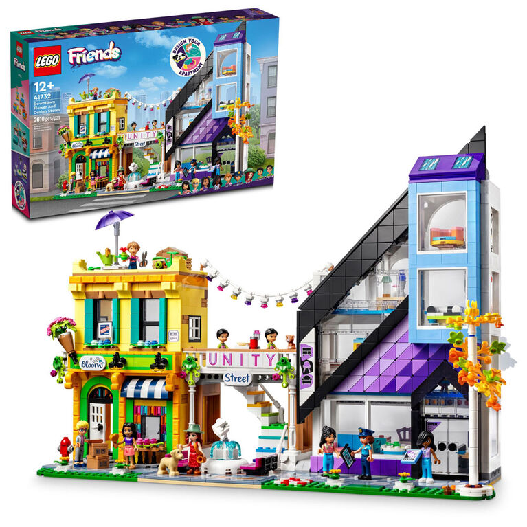 LEGO Friends Downtown Flower and Design Stores 41732 Building Toy Set (2,010 Pieces)