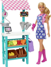 Barbie - Coffret de jeu Le marché fermier - Poupée Barbie (blonde)