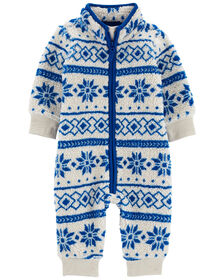 Combinaison en molleton à motif jacquard bleu Carter's 6M