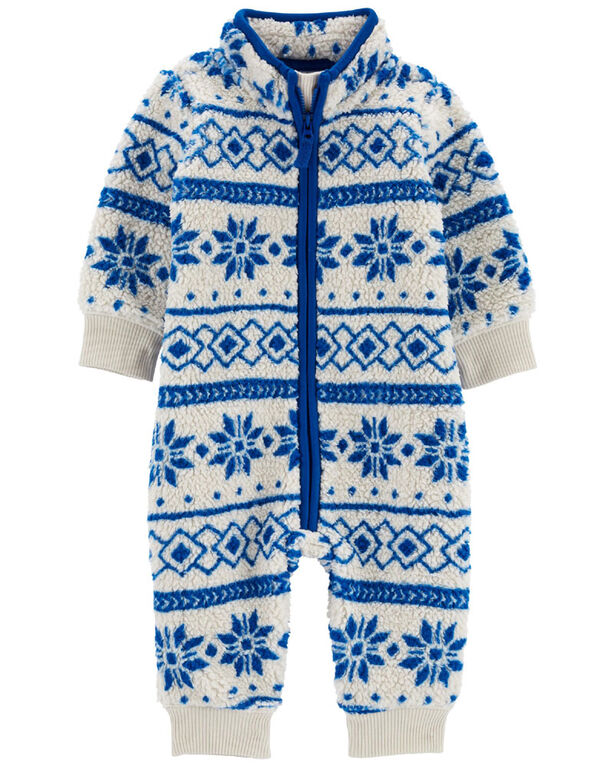 Combinaison en molleton à motif jacquard bleu Carter's 6M