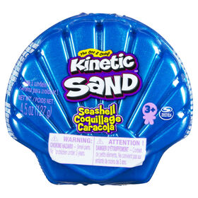 Kinetic Sand, Seashell Container with 4.5oz Neon Blue and Kinetic Beach Sand