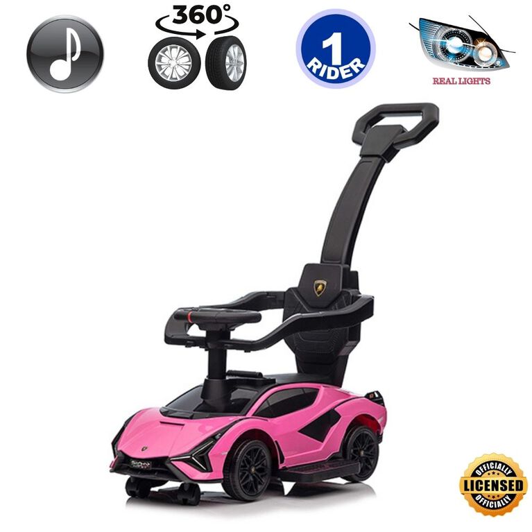 KidsVip Lamborghini Sian Pushcar / Stroller -Pink - English Edition