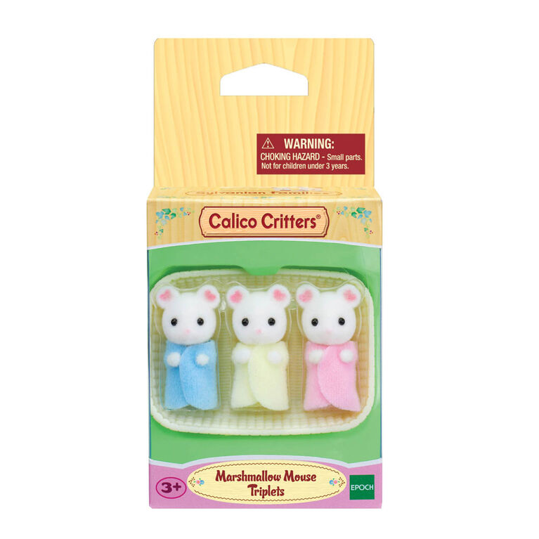Calico Critters Marshmallow Mouse Triplets, Set of 3 Collectible Doll ...