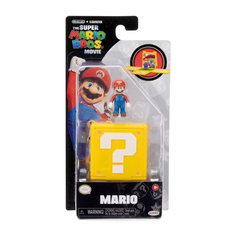 Super Mario Bros Le Film - Figurine miniature 1,25 avec Bloc Point  d'interrogation - Mario