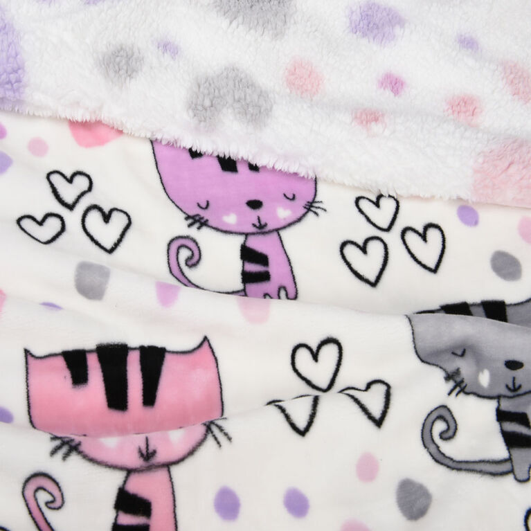 Baby's First by Nemcor Reversible Ultimate Sherpa Baby Blanket, Kittens