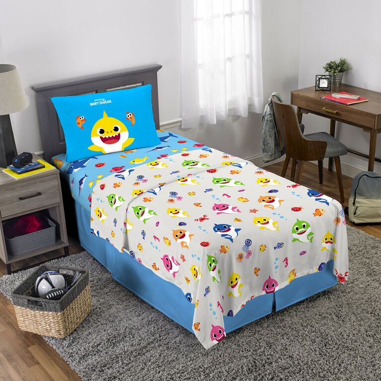 Baby Shark " Famille de requins " Ensemble de draps pour lit une place