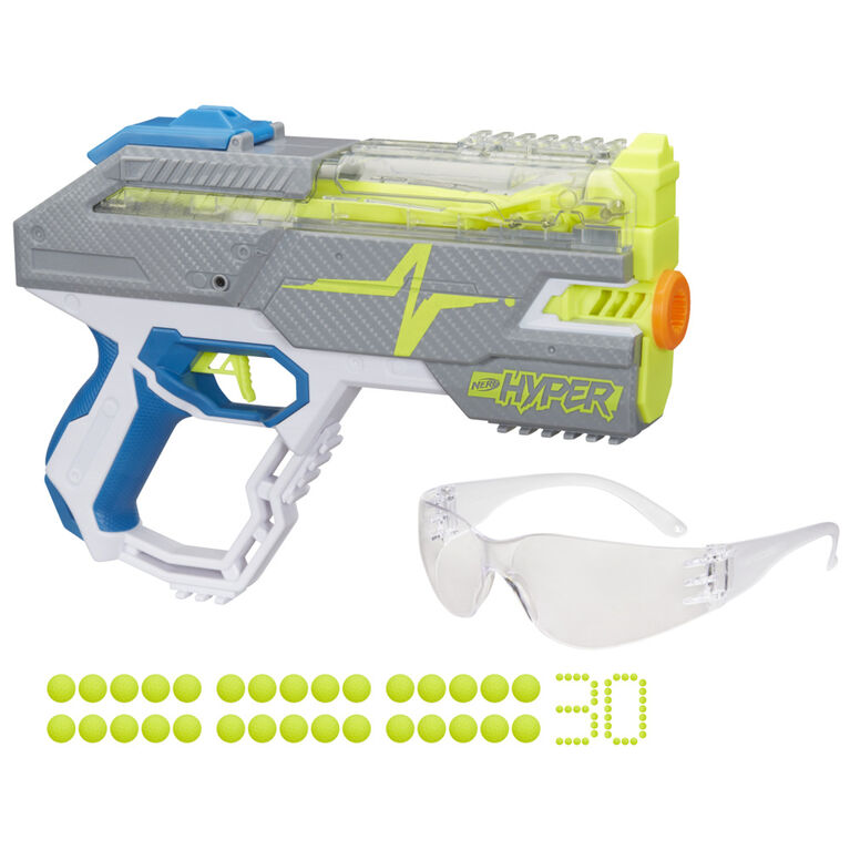 Nerf Hyper Rush-40 Pump-Action Blaster -- Includes 30 Nerf Hyper Rounds, Up To 110 FPS Velocity, Easy Reload, Holds Up to 40 Rounds