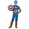 MARVEL'S CAPTAIN AMERICA DELUXE YOUTH COSTUME - Combinaison musculaire avec motif imprimé et rembourrage en polyfill plus casque 3D, gants et bouclier