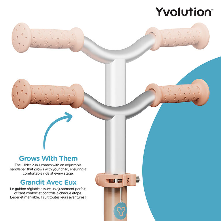 Yvolution Glider 2in1 3-wheel Scooter & Ride-On - Peach-Blue