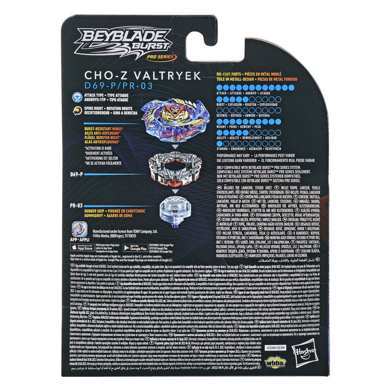 Beyblade Burst Pro Series, Trousse de départ toupie de compétition Cho-Z Valtryek et lanceur