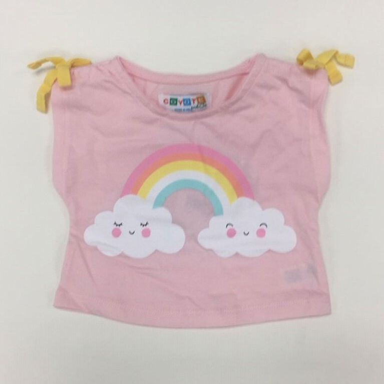 Coyote and Co. Pink tee with Rainbow print - size 3-6 months