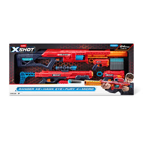 XSHOT Excel Ranger X8 & Hawk Eye & Fury 4 & Micro Combo Pack (24 Darts) By ZURU