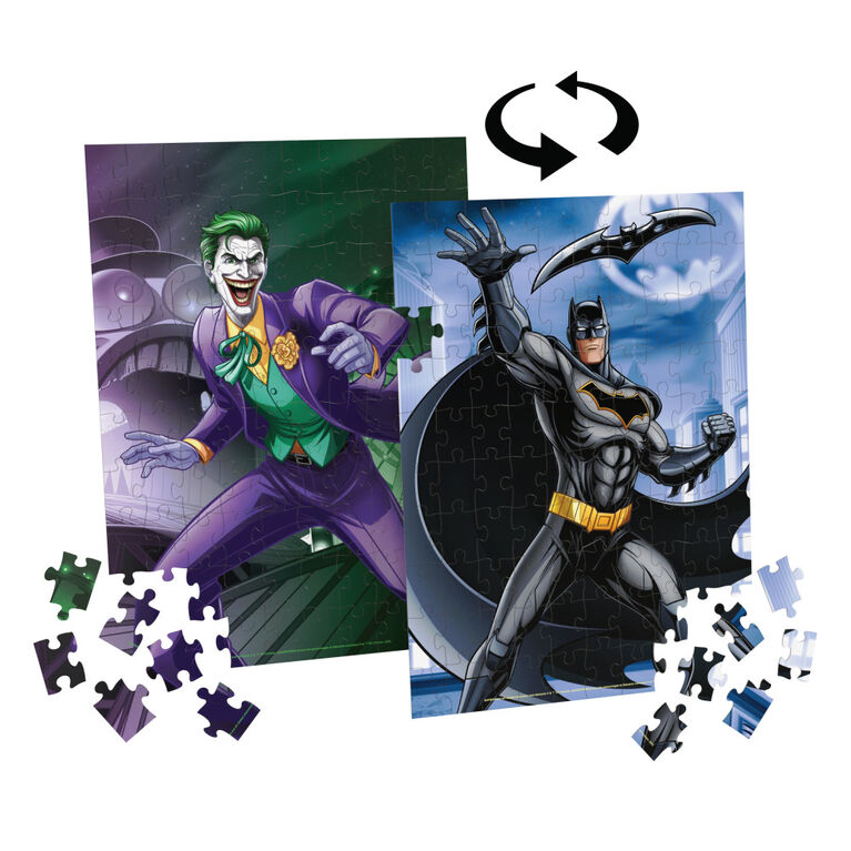 Batman, 100-Piece Double Sided Jigsaw Puzzle 2-in-1 Joker DC Comics Action Movies Kids Puzzles Batman Toys