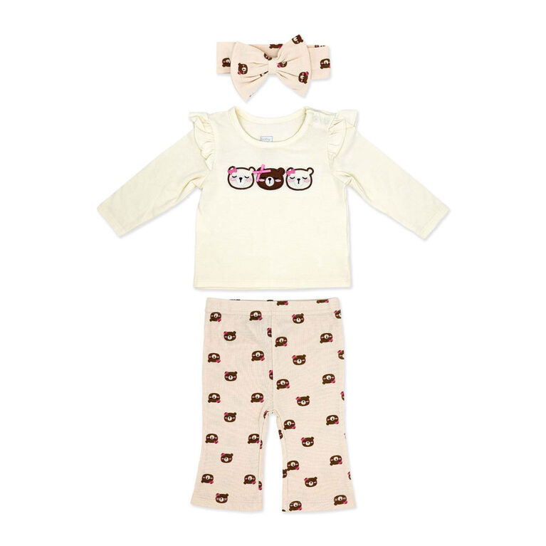 Baby Mode 3 Piece Legging and Headband Set: Team Teddy 6M