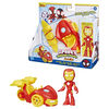 Marvel Spidey and His Amazing Friends Iron Racer Set, Action Figure with Vehicle and Accessory, Preschool Toys