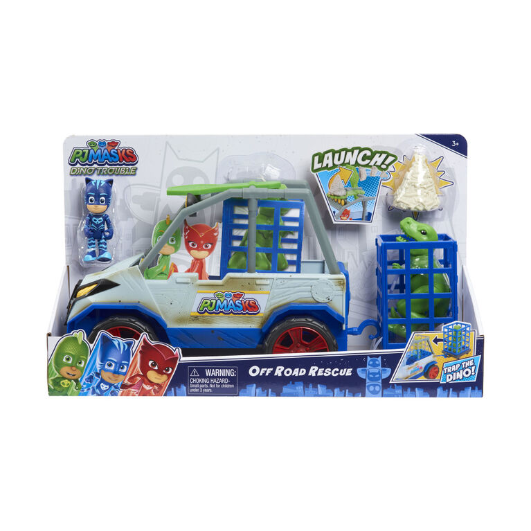 PJ Masks Dino Trouble Off Roader Rescue Vehicle, Includes Dinosaur and Catboy Figures - English Edition