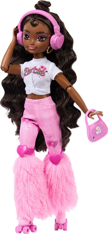 Dream Besties Barbie "Brooklyn" Roller Skating Fashion Doll with 9 Music & Video Themed Accessories