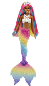 ​Barbie Dreamtopia Rainbow Magic Mermaid Doll with Rainbow Hair and Water-Activated Color Change Feature