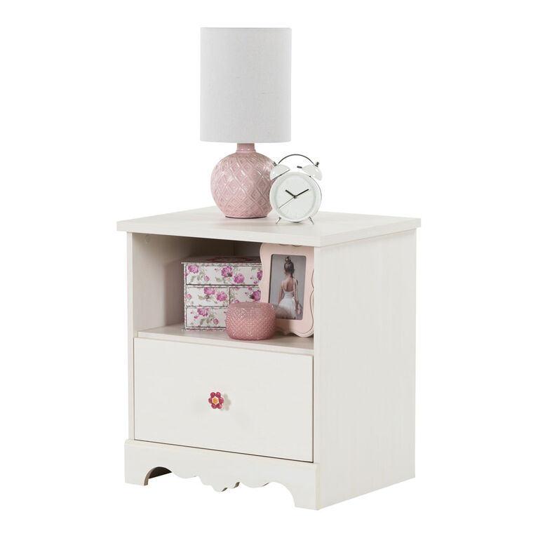 Lily Rose 1-Drawer Nightstand - End Table with Storage- White Wash