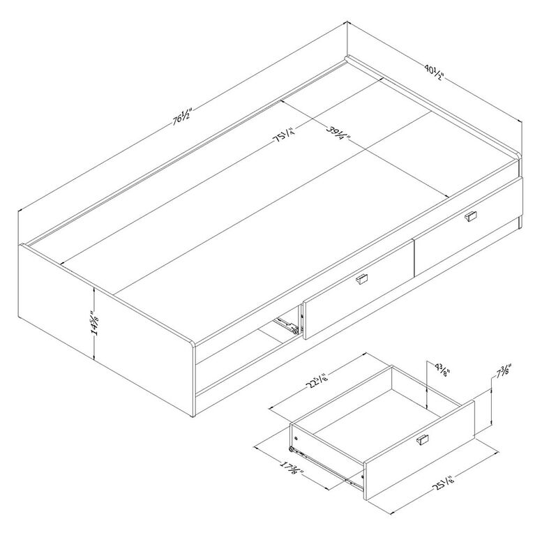 Spark Mate's Platform Storage Bed with 3 Drawers- Chocolate