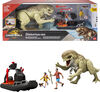 Jurassic World Rebirth Storypack with Raft, Distortus Rex, Adult, Child & Aquilops, Island Escape