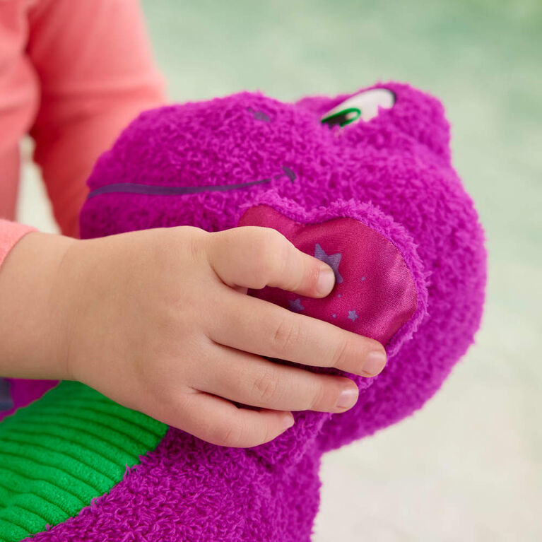 Fisher-Price Barney's World Sensory Barney Plush Toy with Fidget Activity for Toddlers