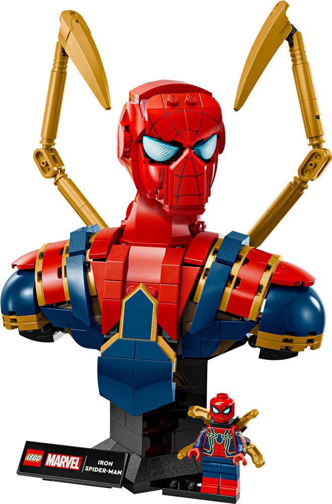 LEGO Marvel Iron Spider-Man Bust Building Kit - Includes Minifigure - Collectible for Adults, 18+ - 76326
